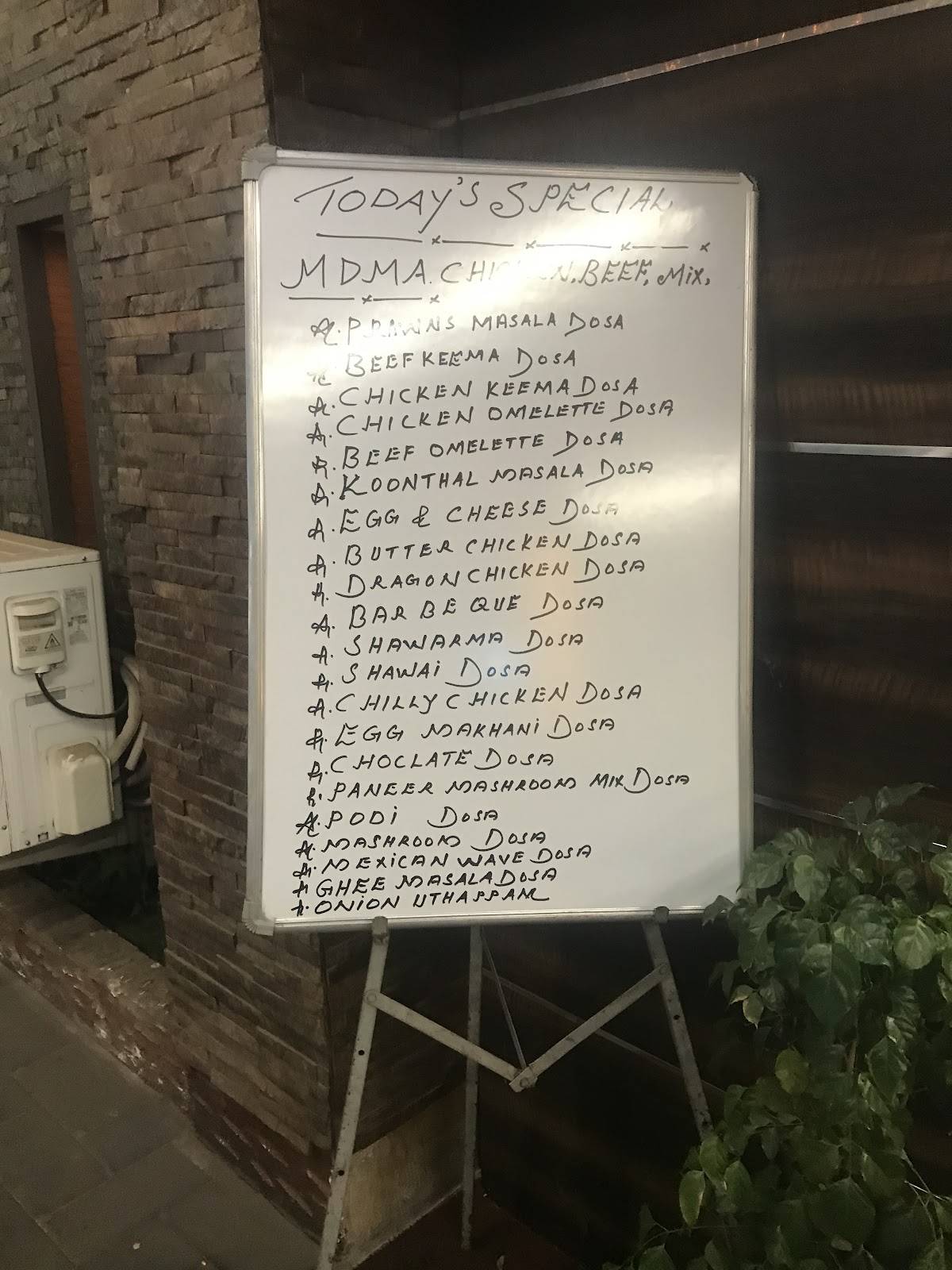 Hotel Arcadia menu
