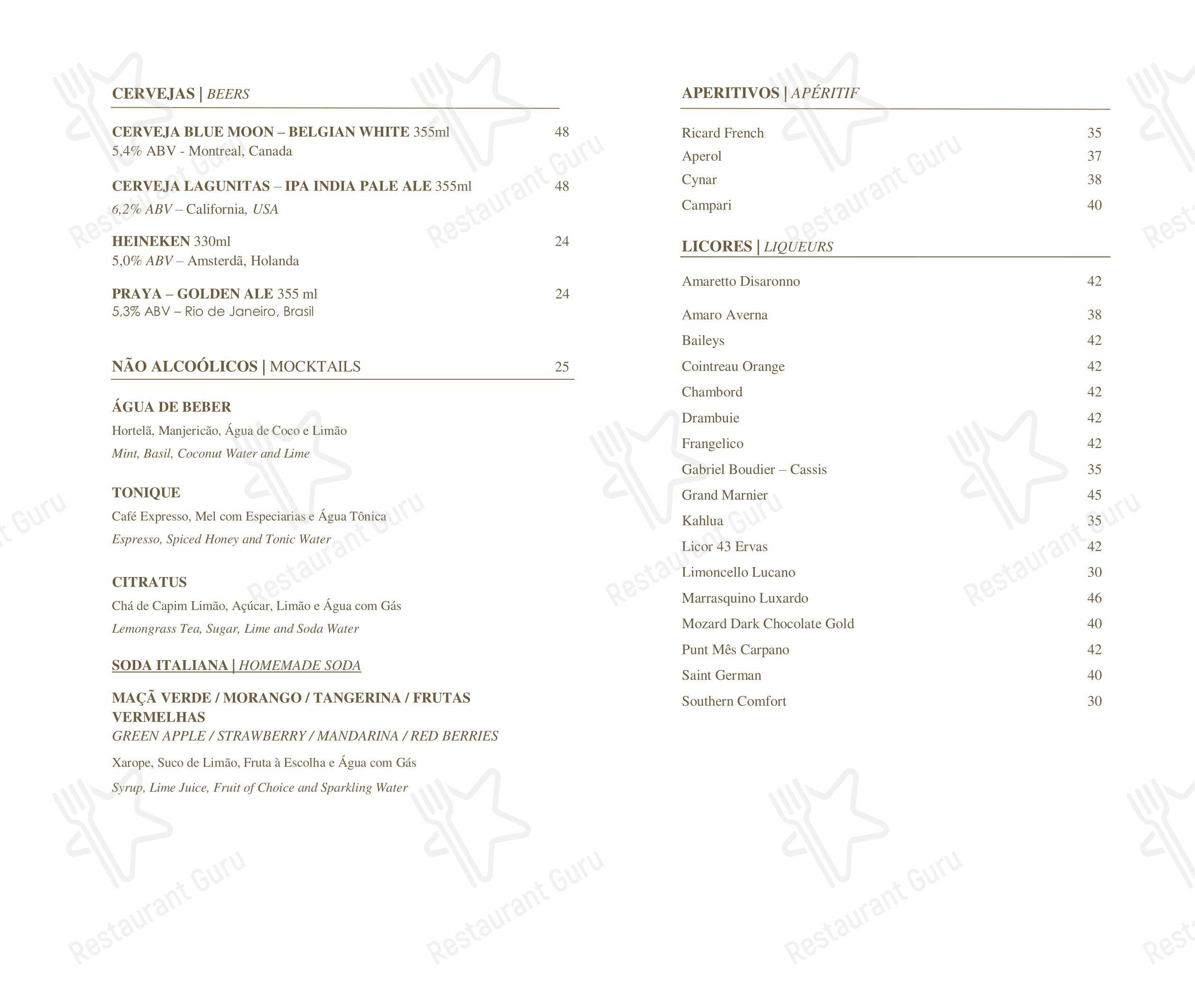 Hotel Emiliano - Restaurante Emile em Rio de Janeiro - Menu