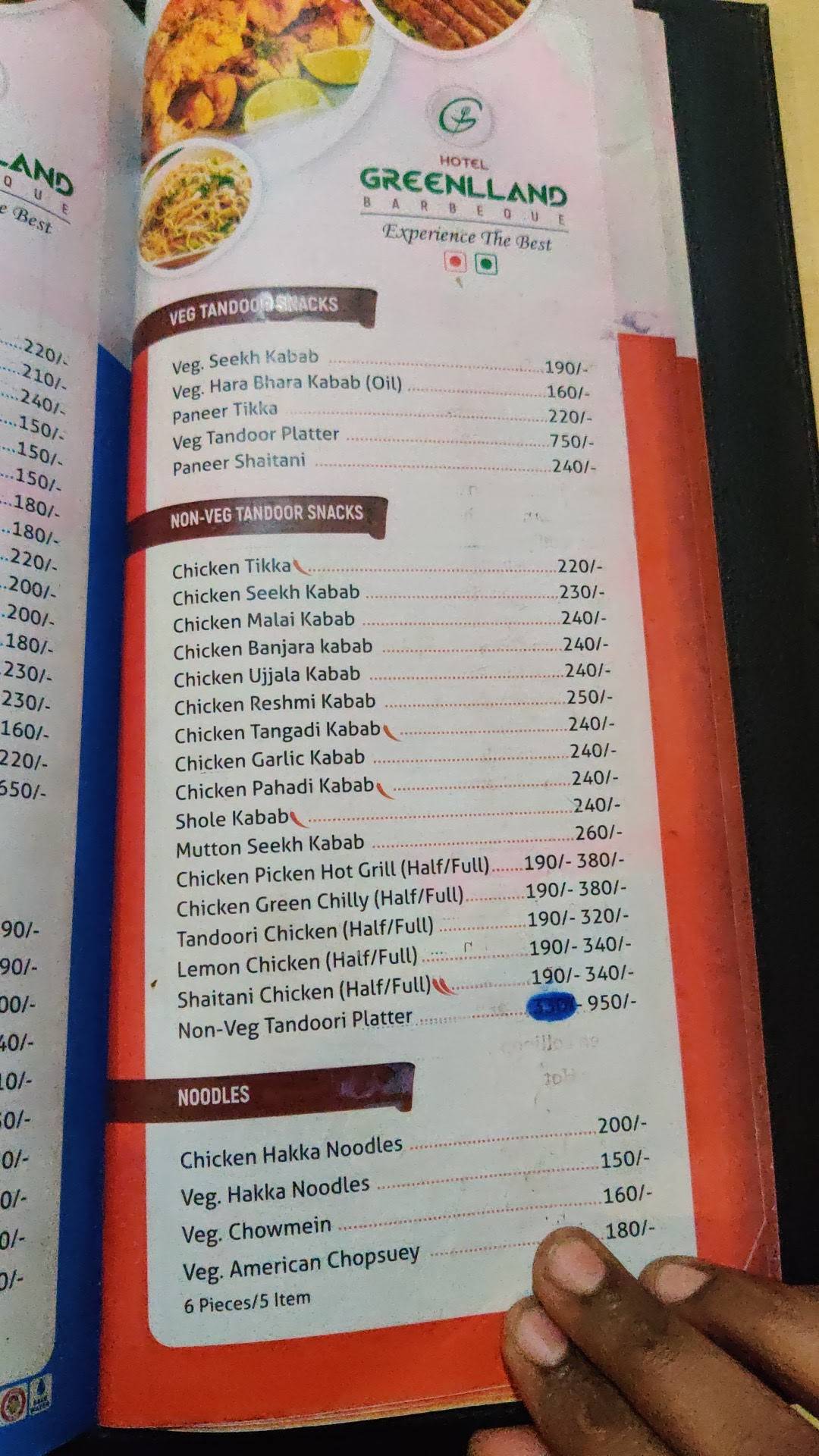 Menu at Hotel Greenland., Karad