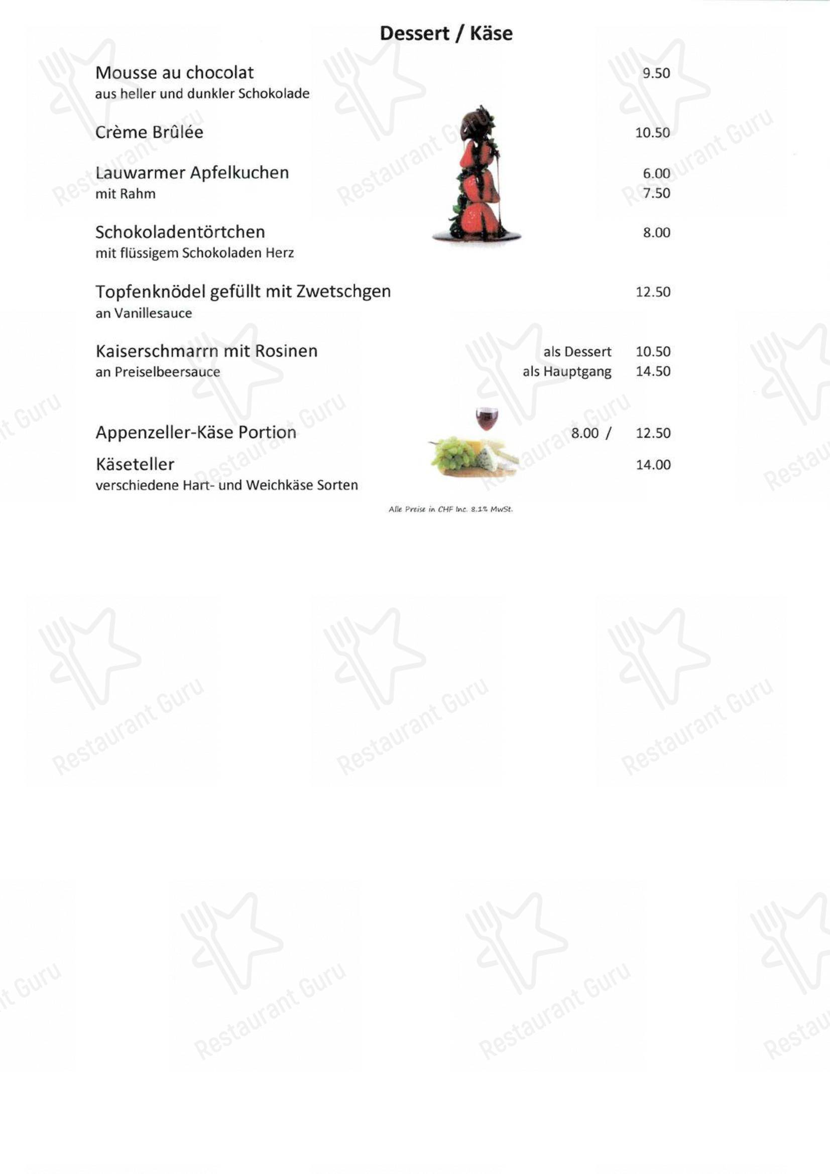 Menu bar per Hotel - Restaurant Frohe Aussicht ristorante