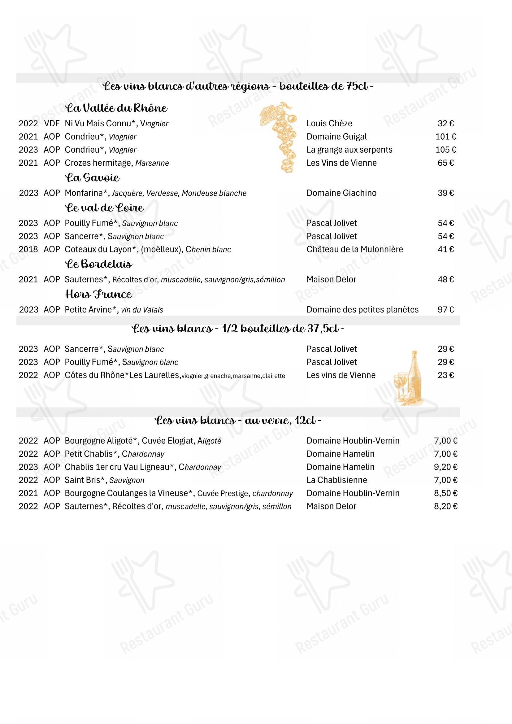 Menu pour Hôtel Restaurant Le Rive Gauche - 菜单