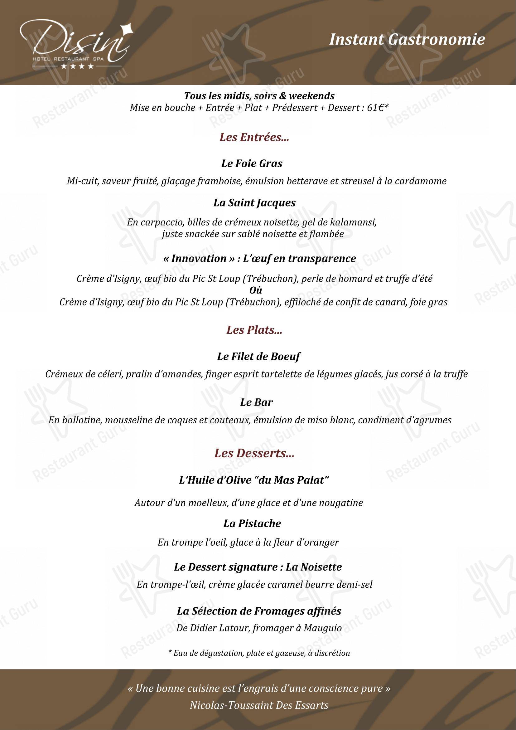 菜单 pour Disini restaurant
