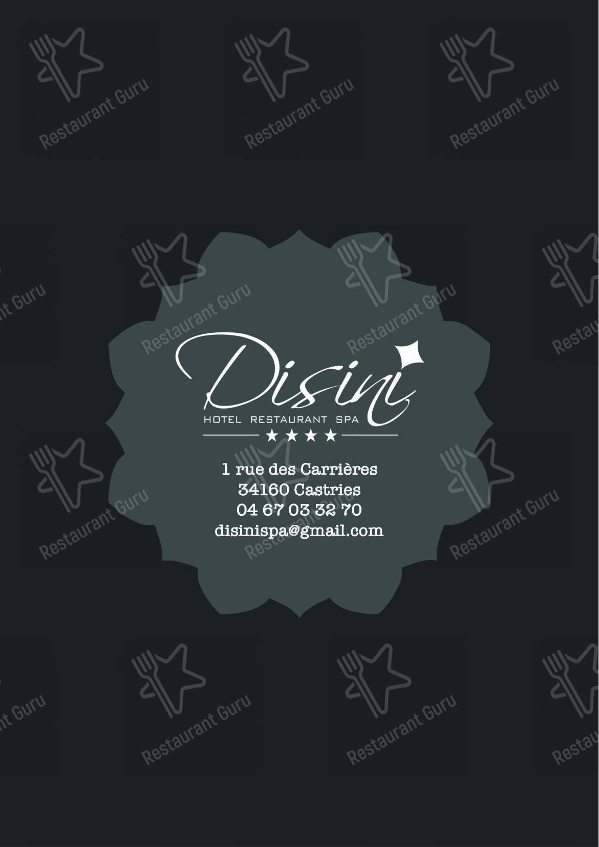 Menu pour Disini - plats et boissons
