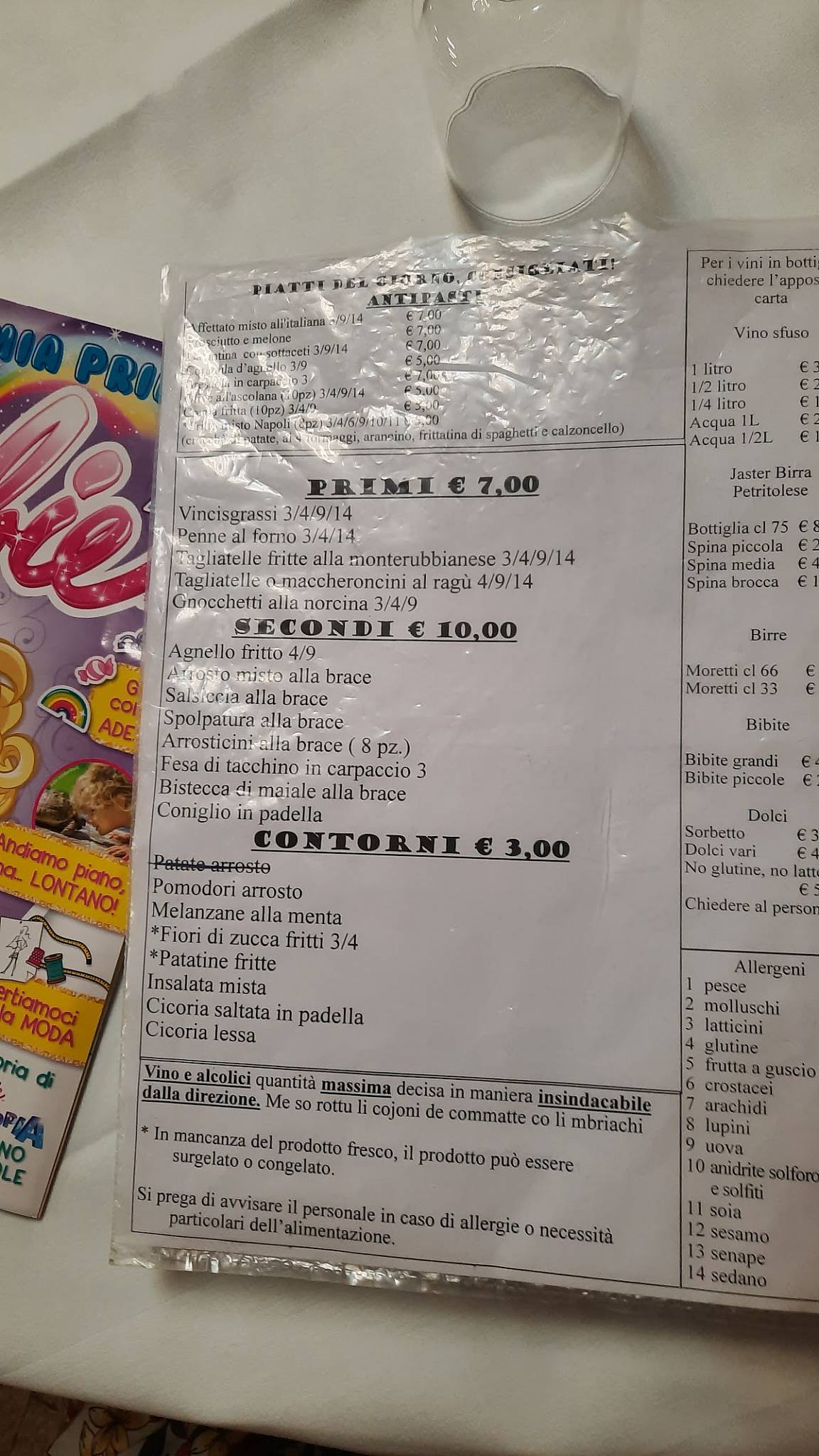 Menu di Hotel Ristorante "Roma" Petritoli 