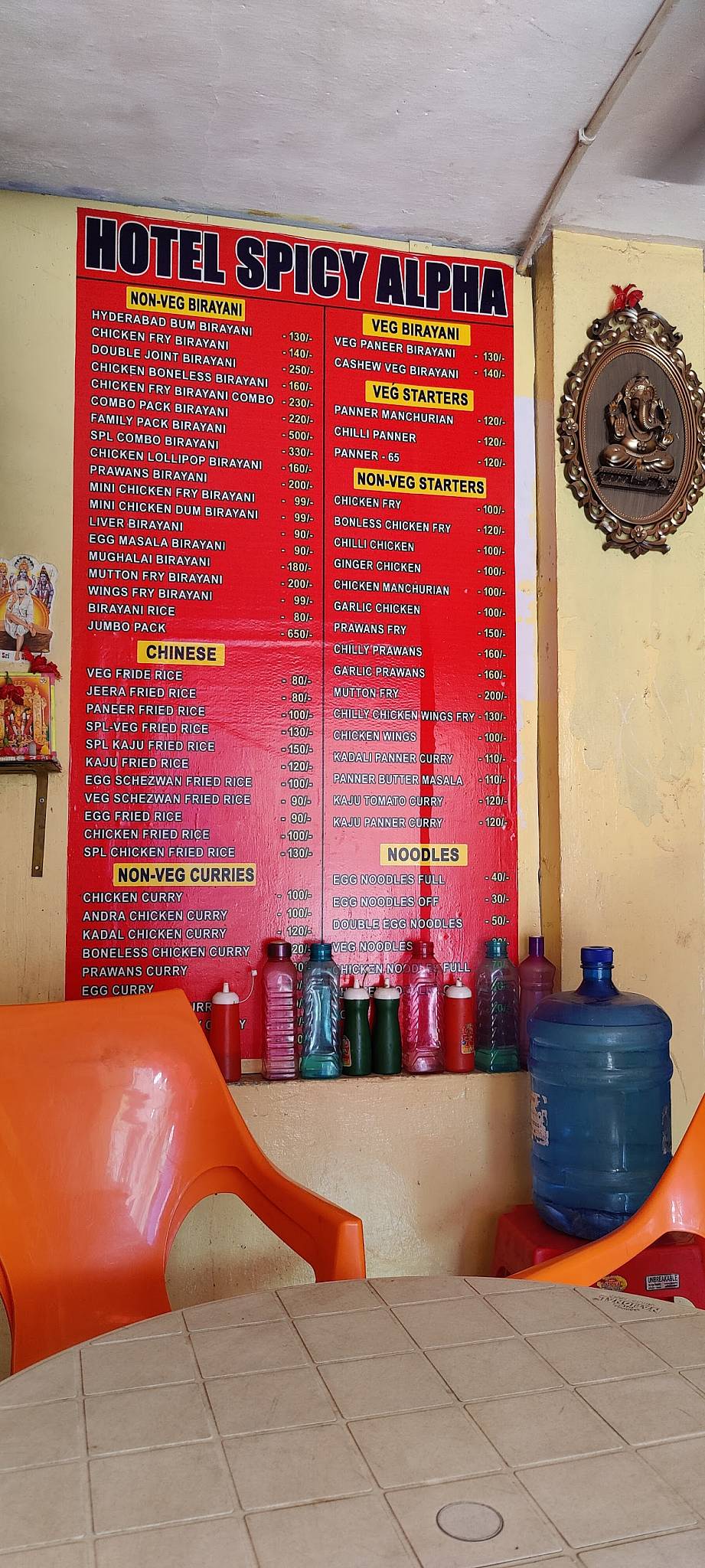 Hotel Spicy Alpha menu