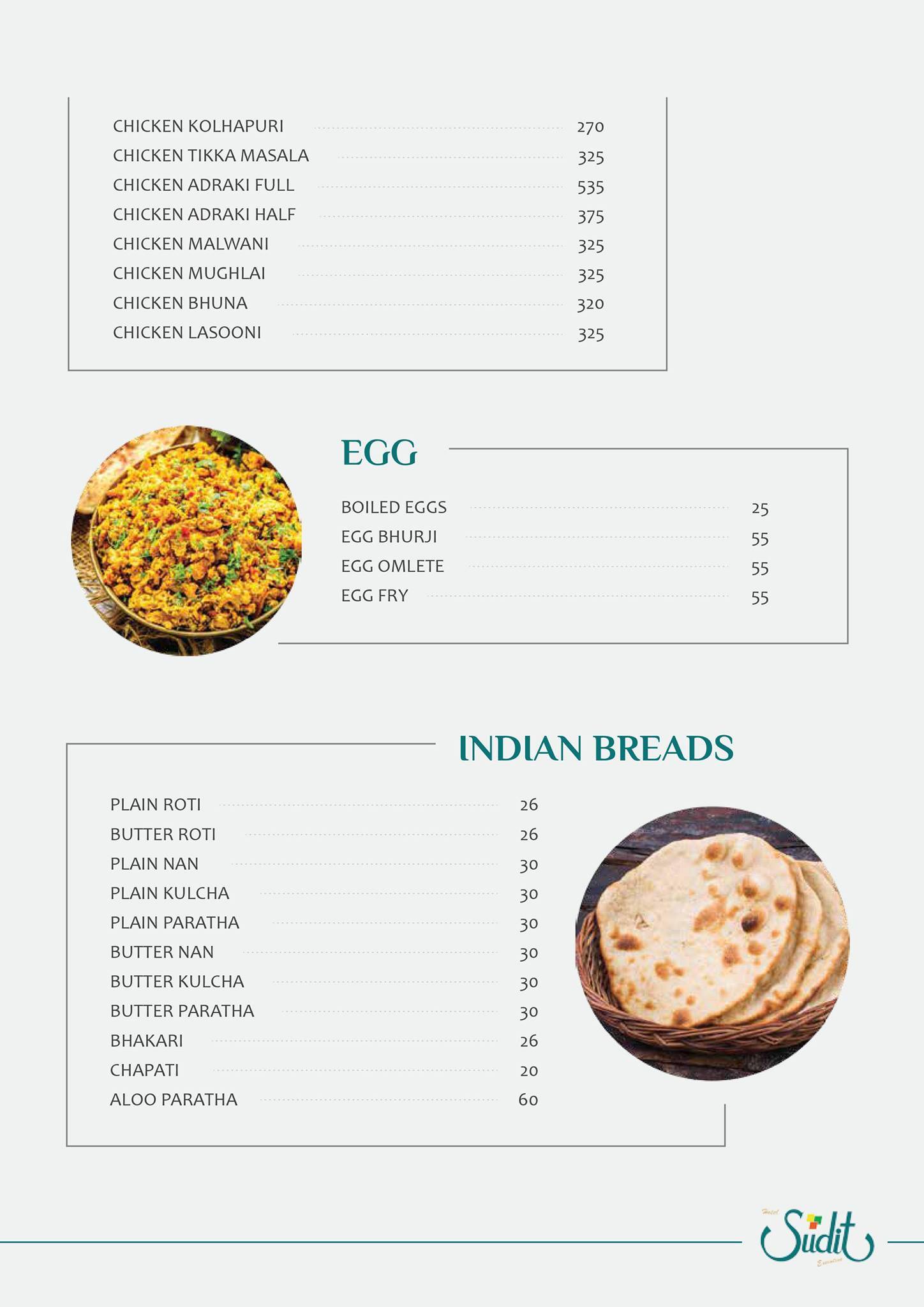 Hotel Sudit Executive menu