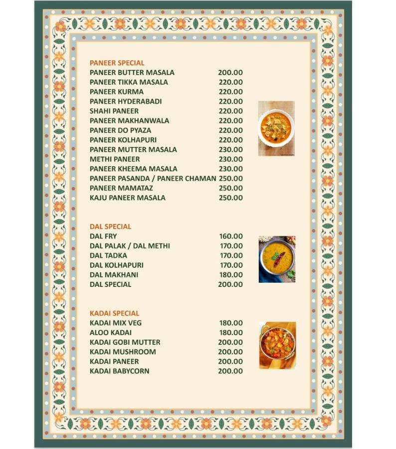 Hotel Swathi menu
