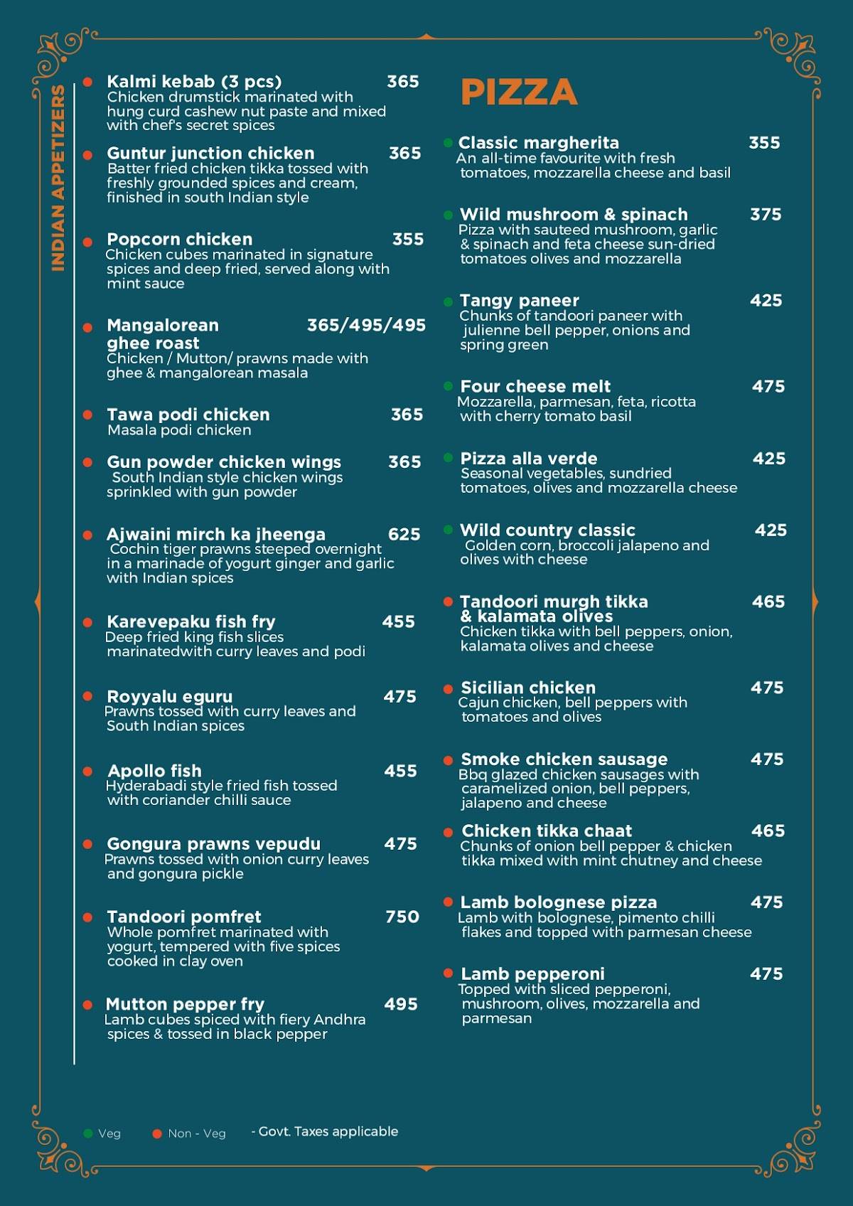 House of Commons menu