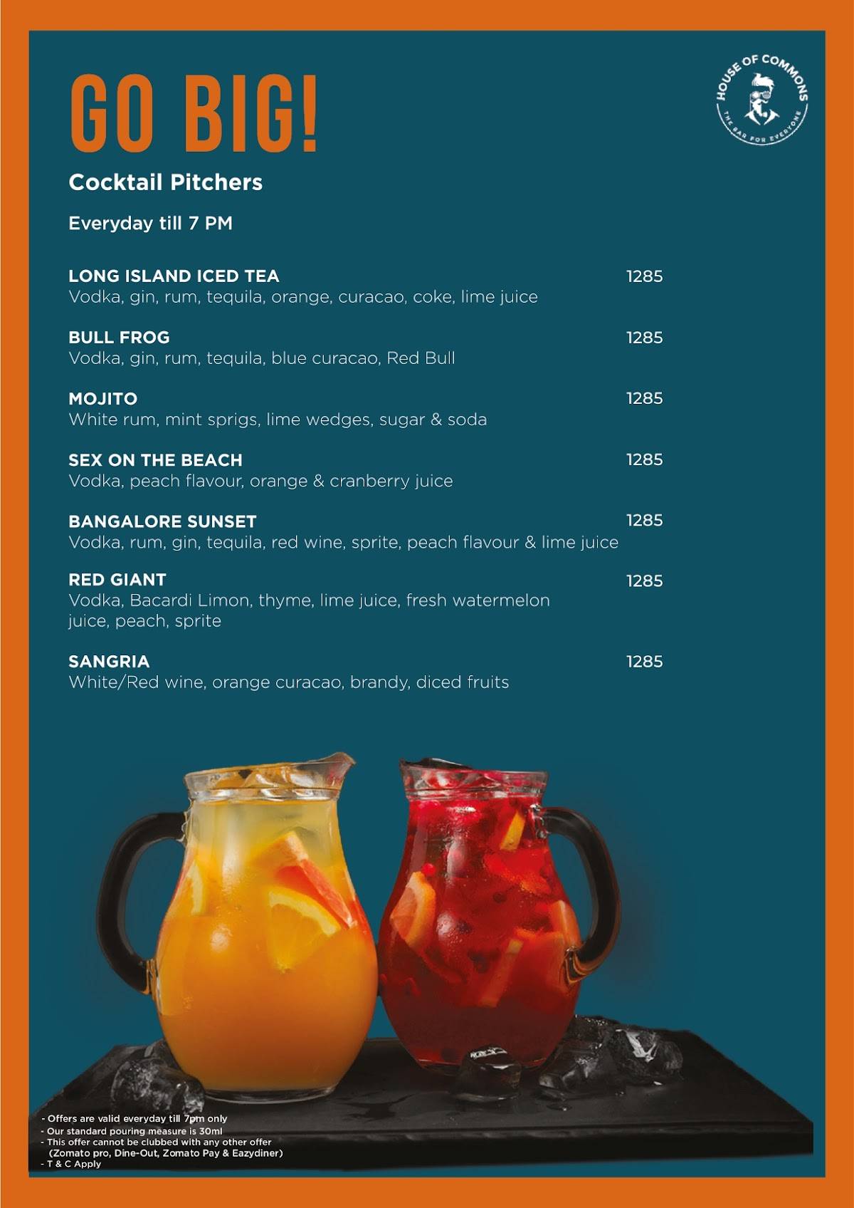 House of Commons menu