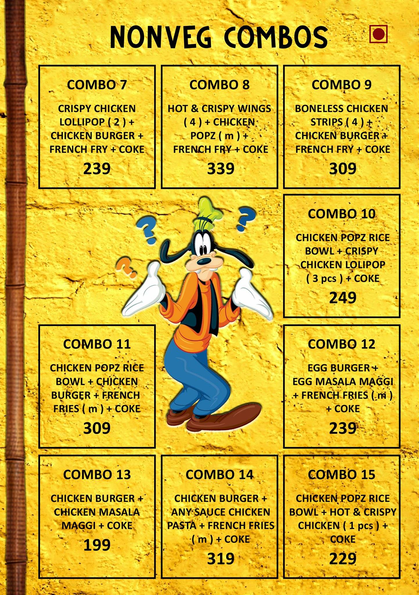 Goofys Cafe menu