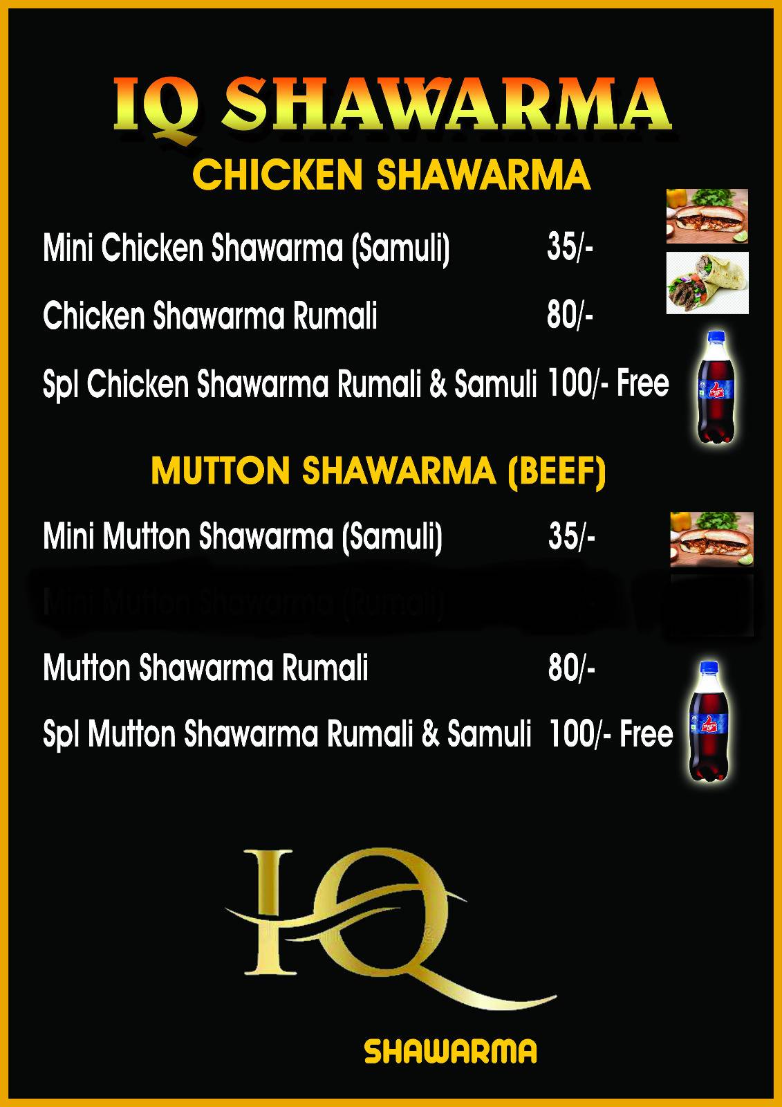 IQ Shawarma menu