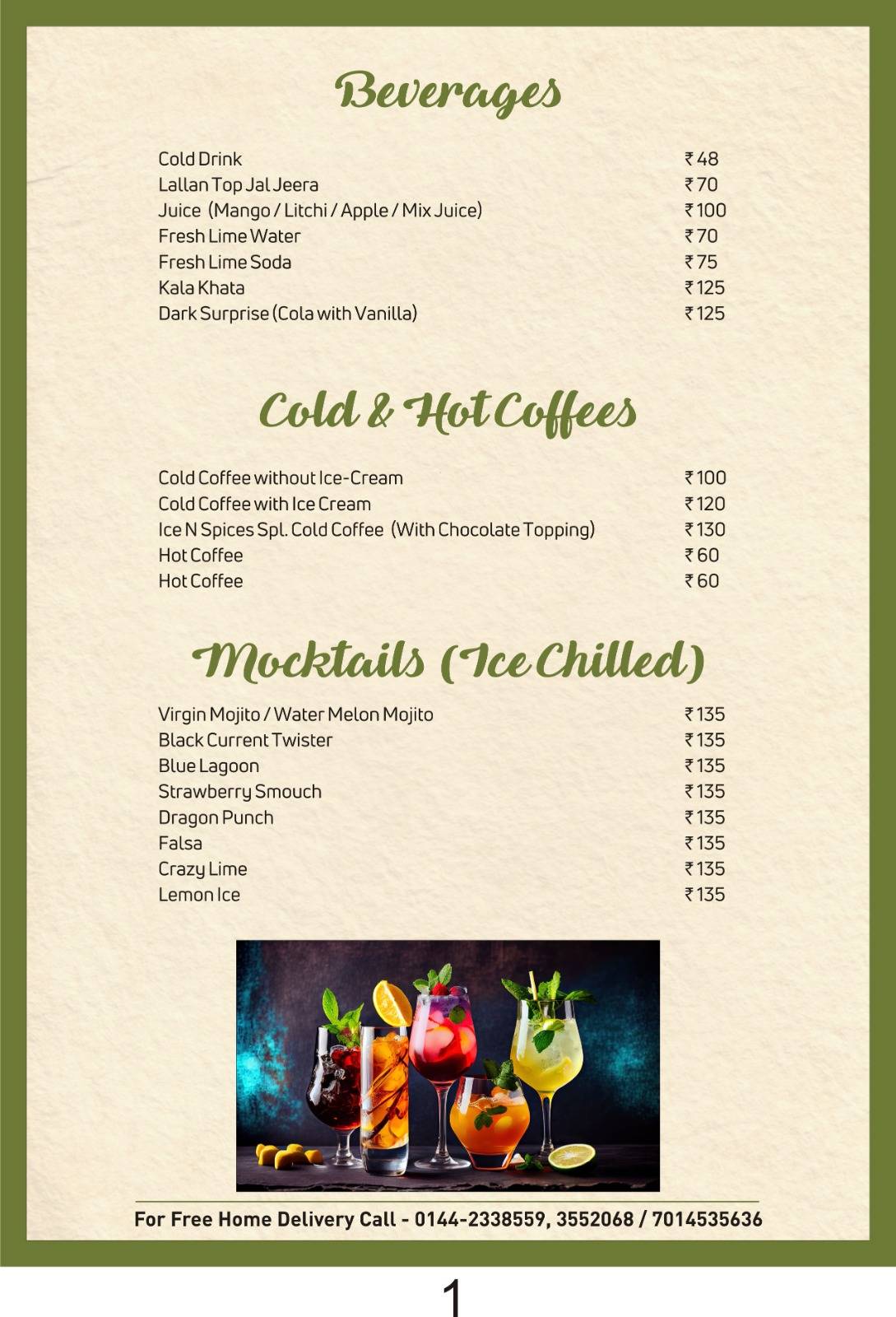 Ice N Spices menu