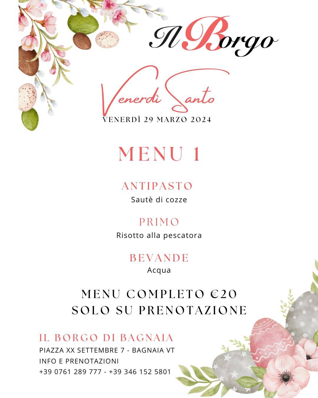 Menu di Il Borgo di Bagnaia 