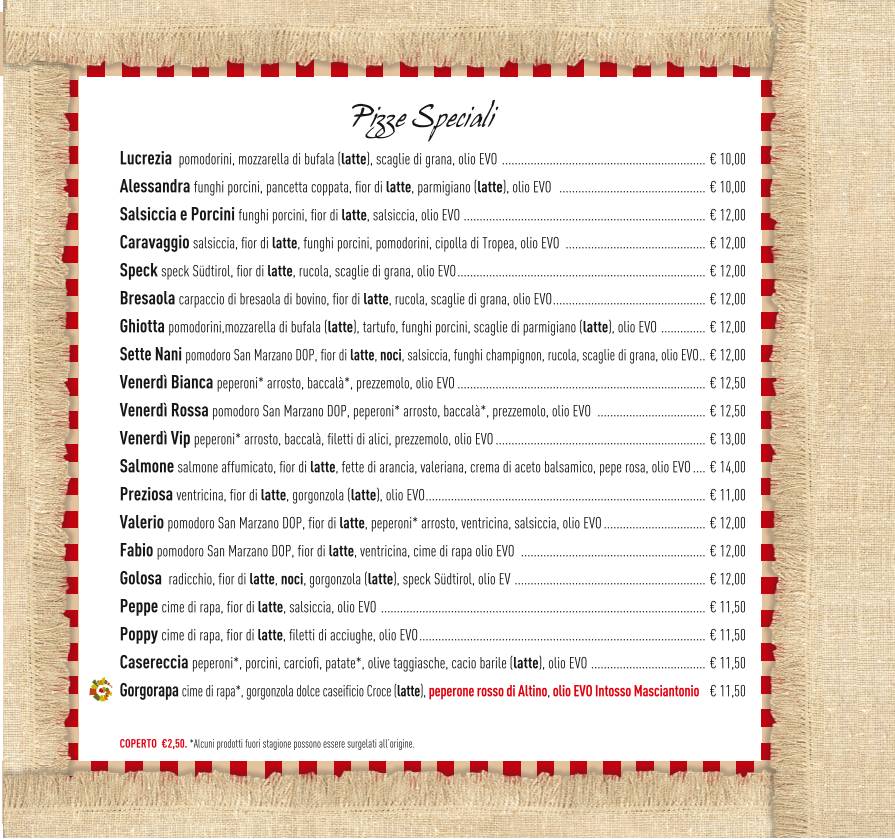 Menu di Pizzeria il Coccodrillo 