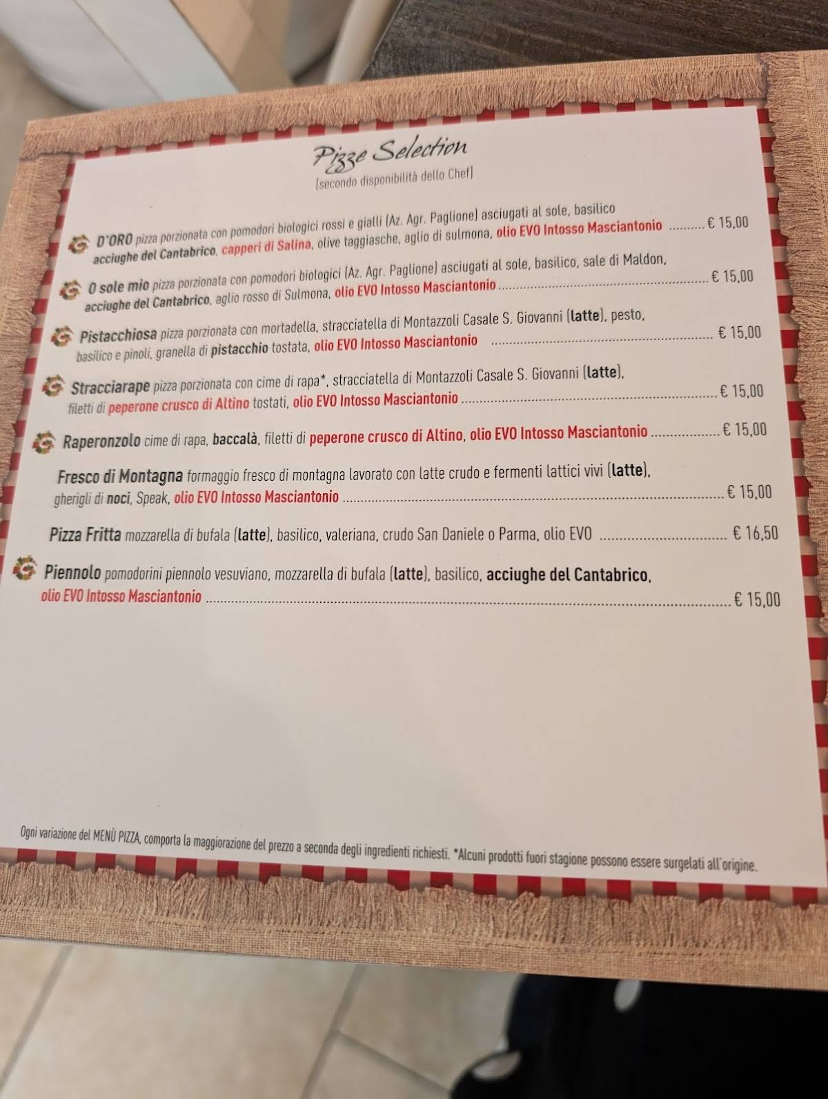 Menu di Pizzeria il Coccodrillo 