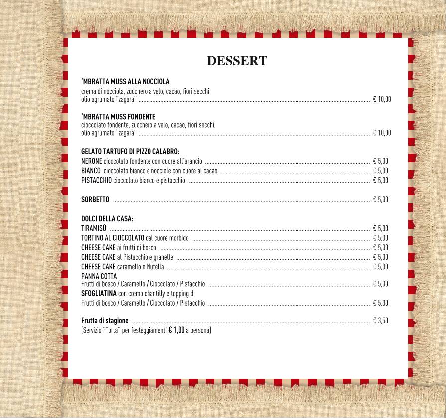Menu di Pizzeria il Coccodrillo 