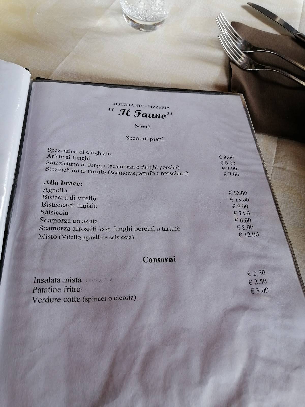 Menu di IL Fauno 