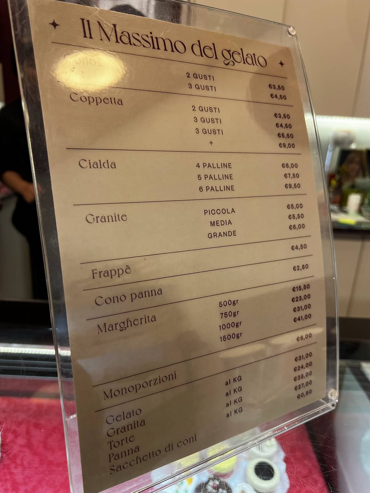 Menu di Il Massimo del Gelato 