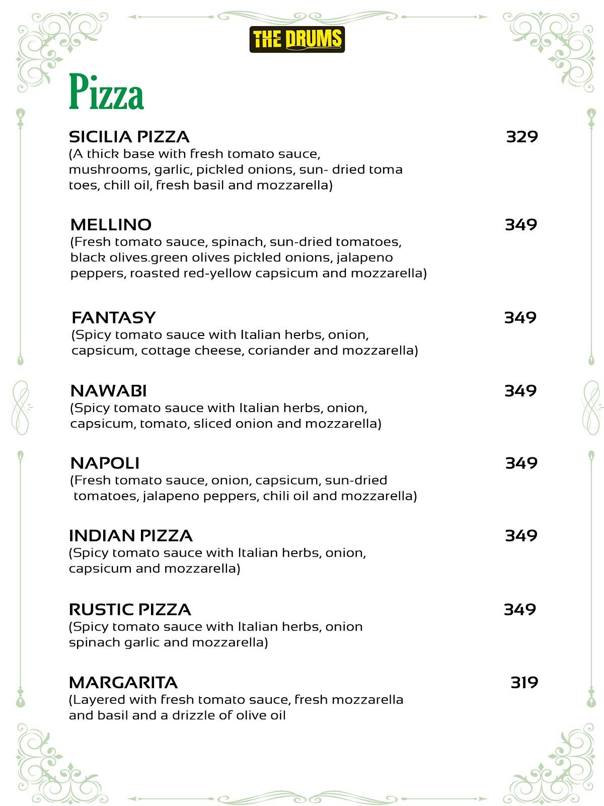 THE DRUMS menu