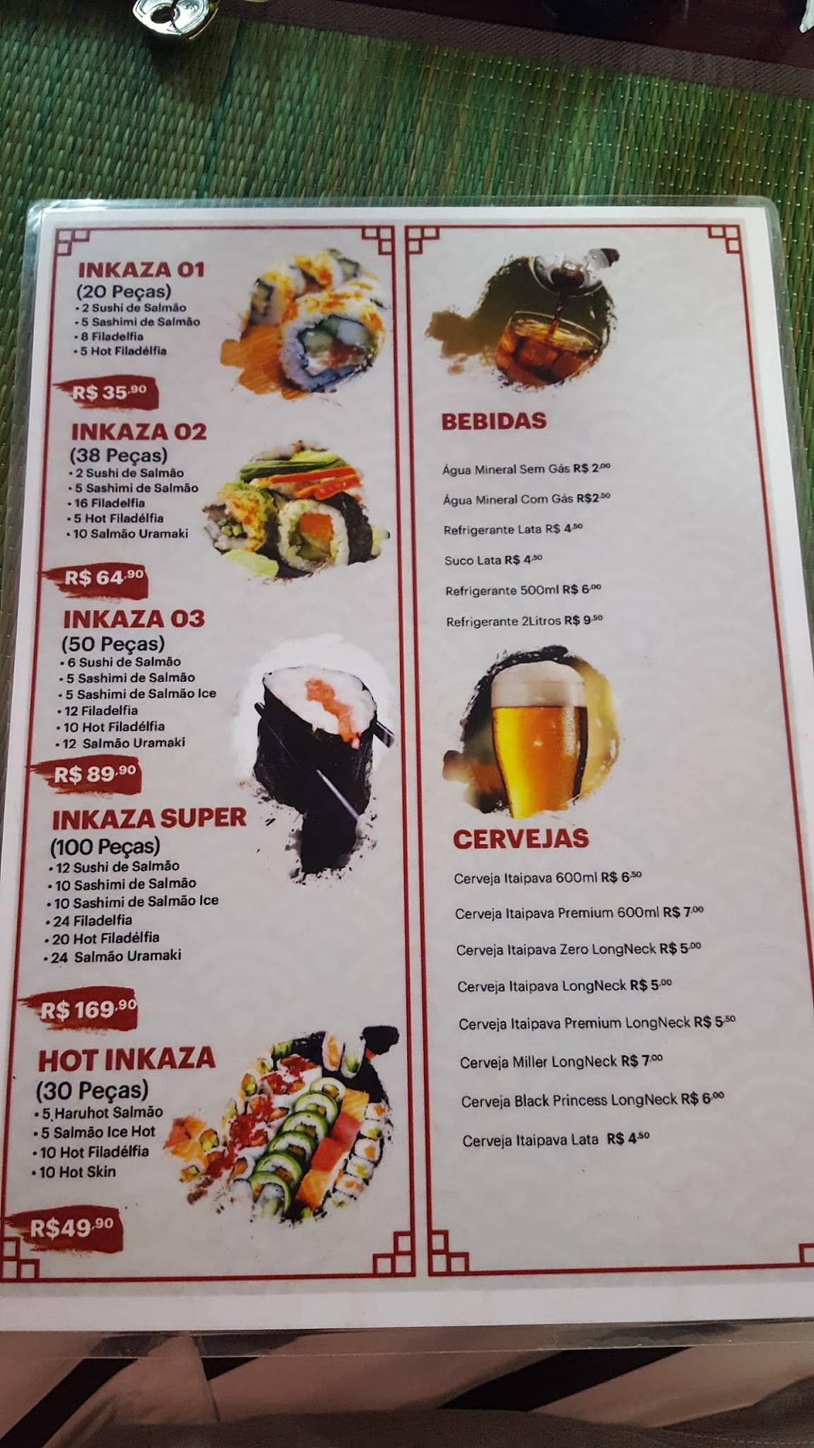 Inkaza Sushi Delivery cardápio