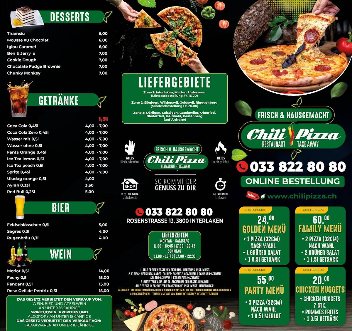 Menu di Chili Pizza. مطعم بلودان سوري