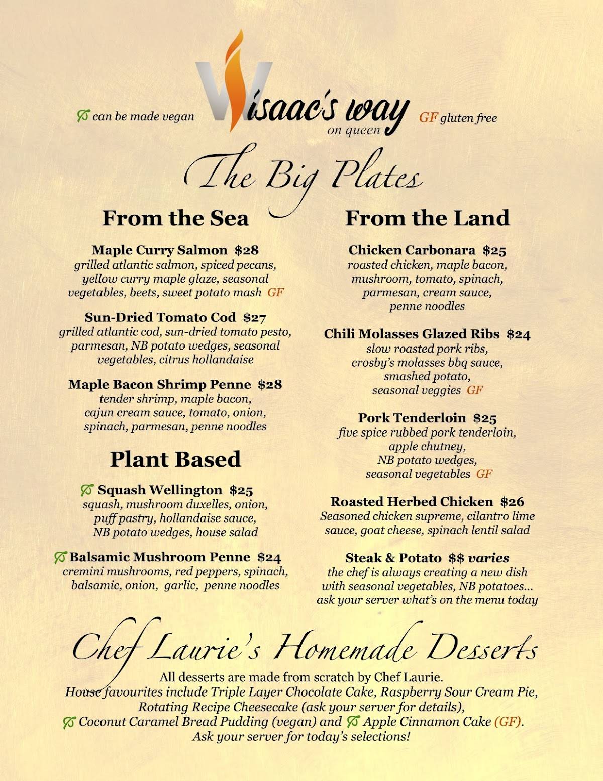 Menu de Isaac's Way Restaurant