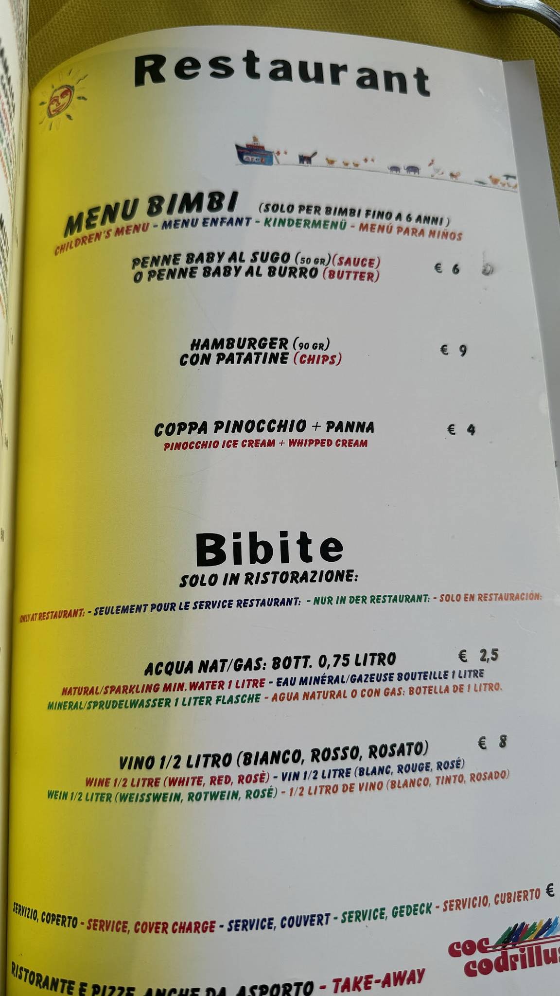 Menu di Coccodrillus Pizza Restaurant 