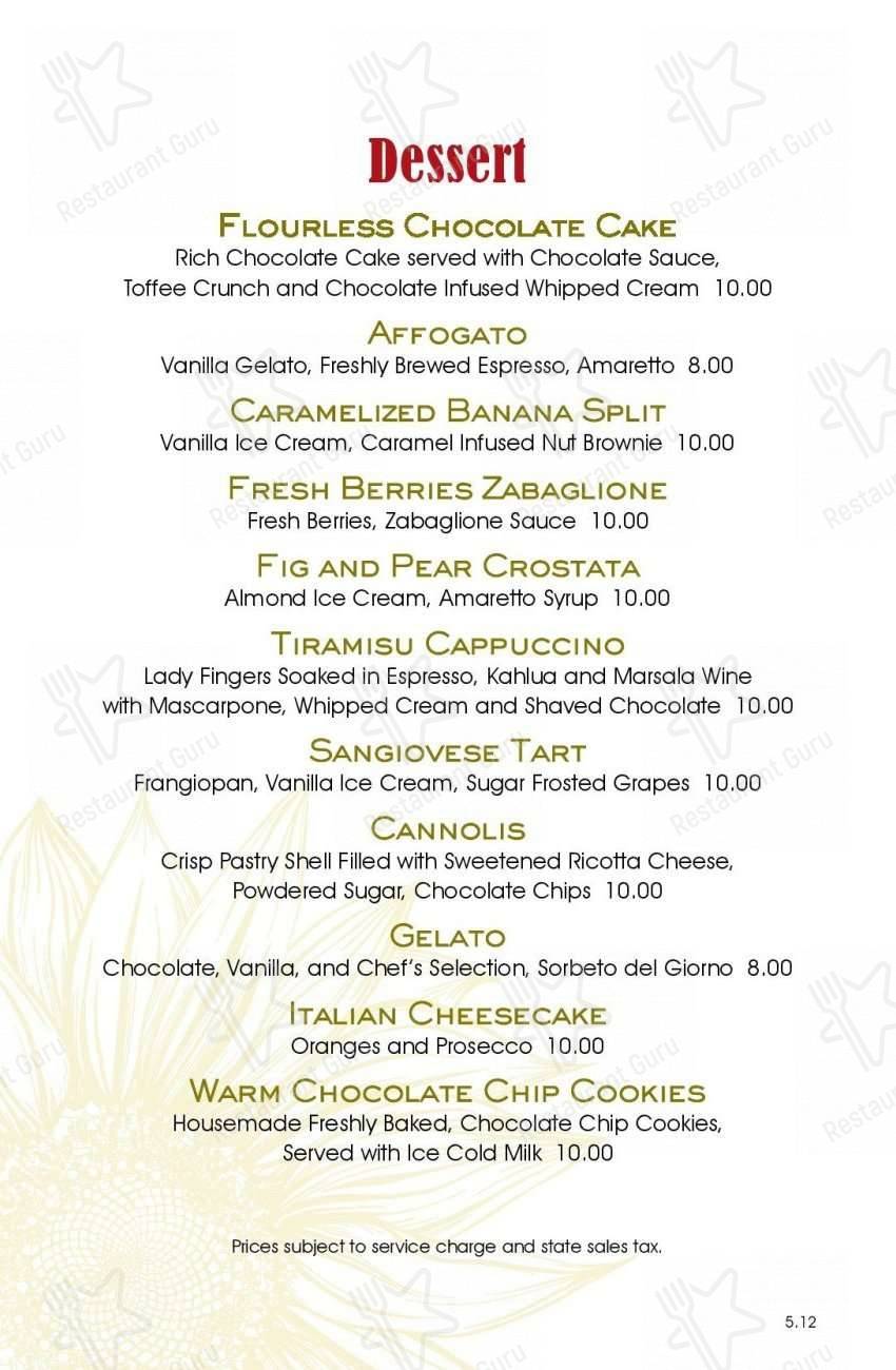 The Italian Restaurant menu