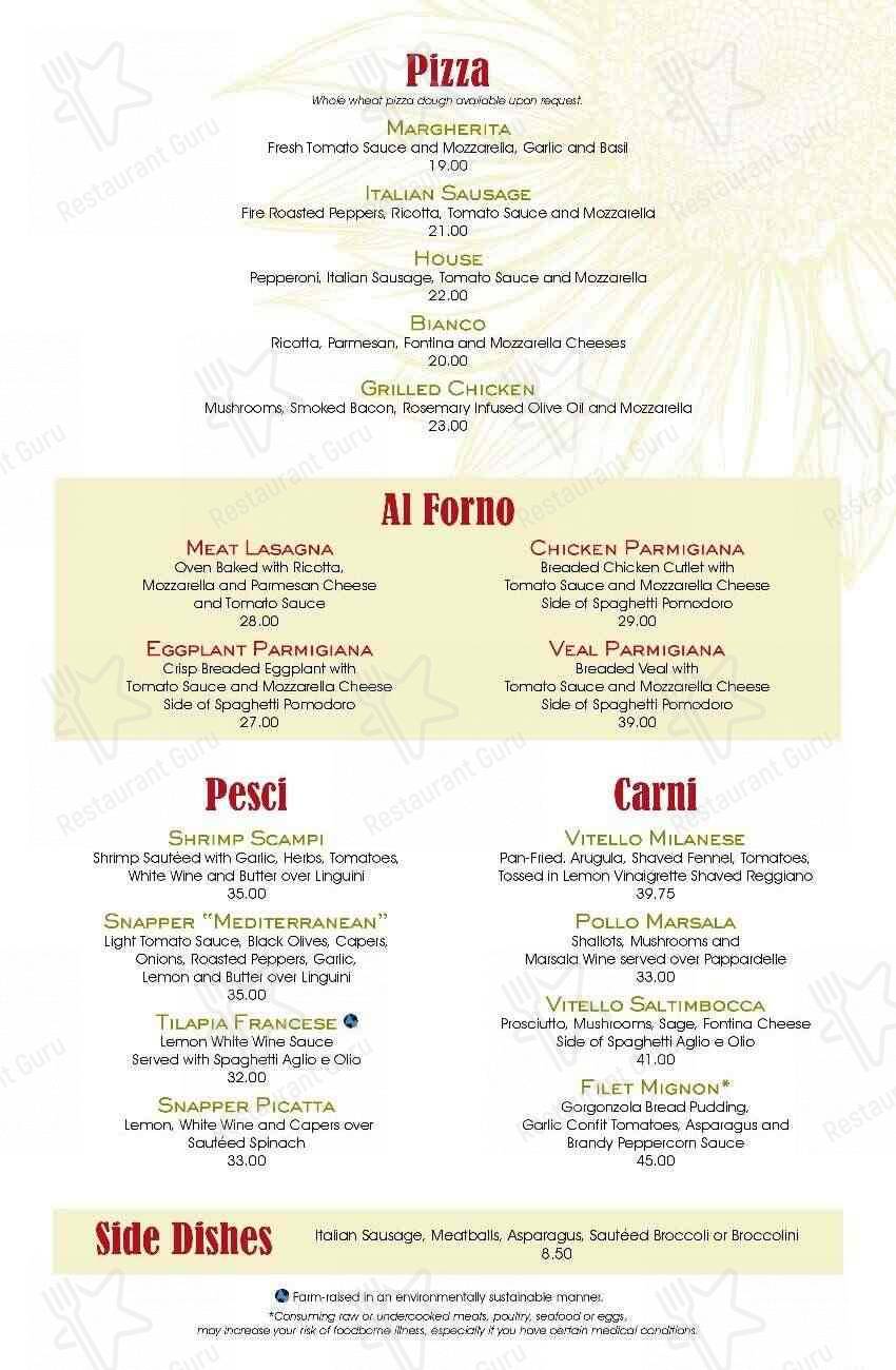 The Italian Restaurant menu