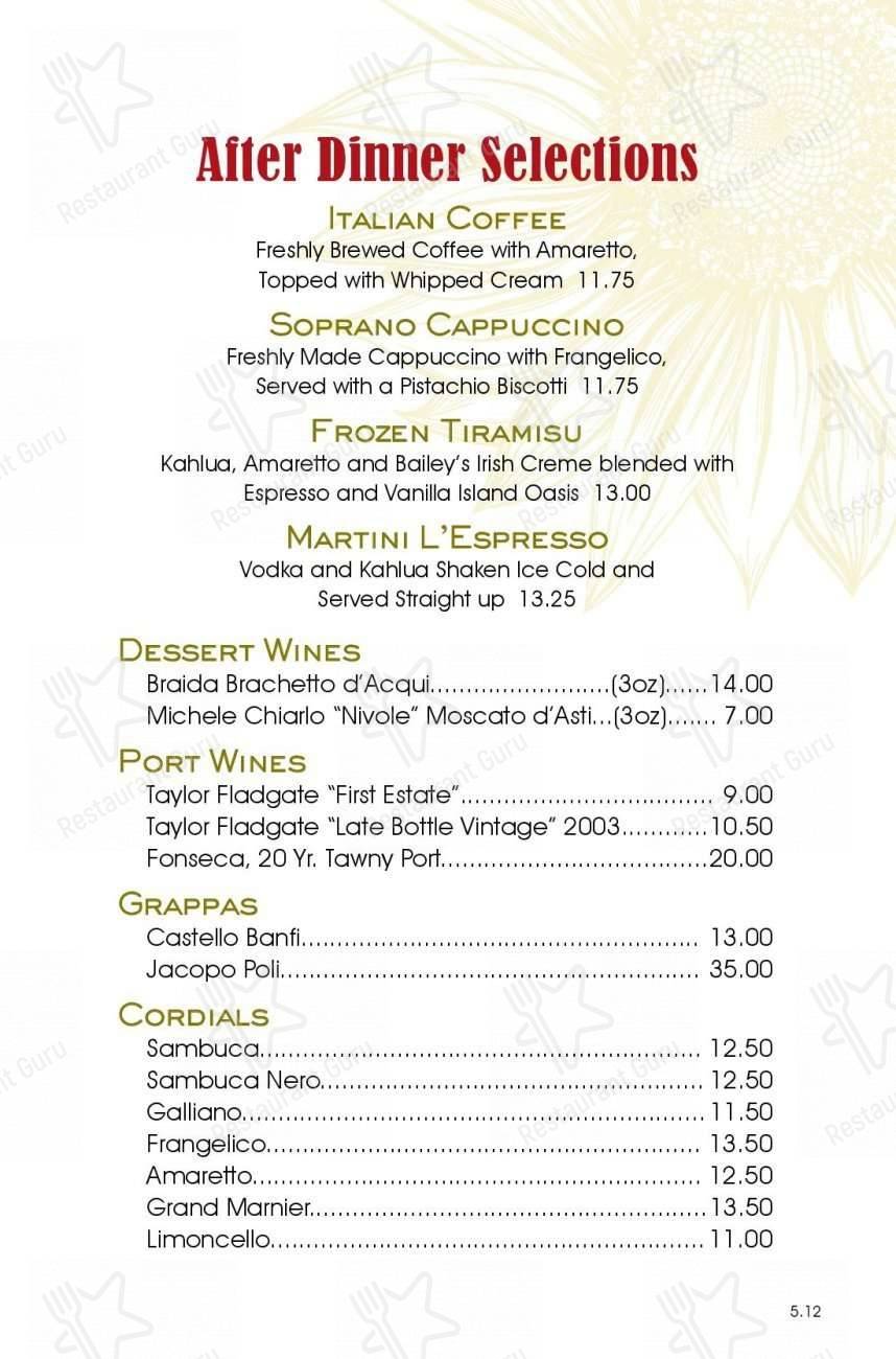 The Italian Restaurant menu