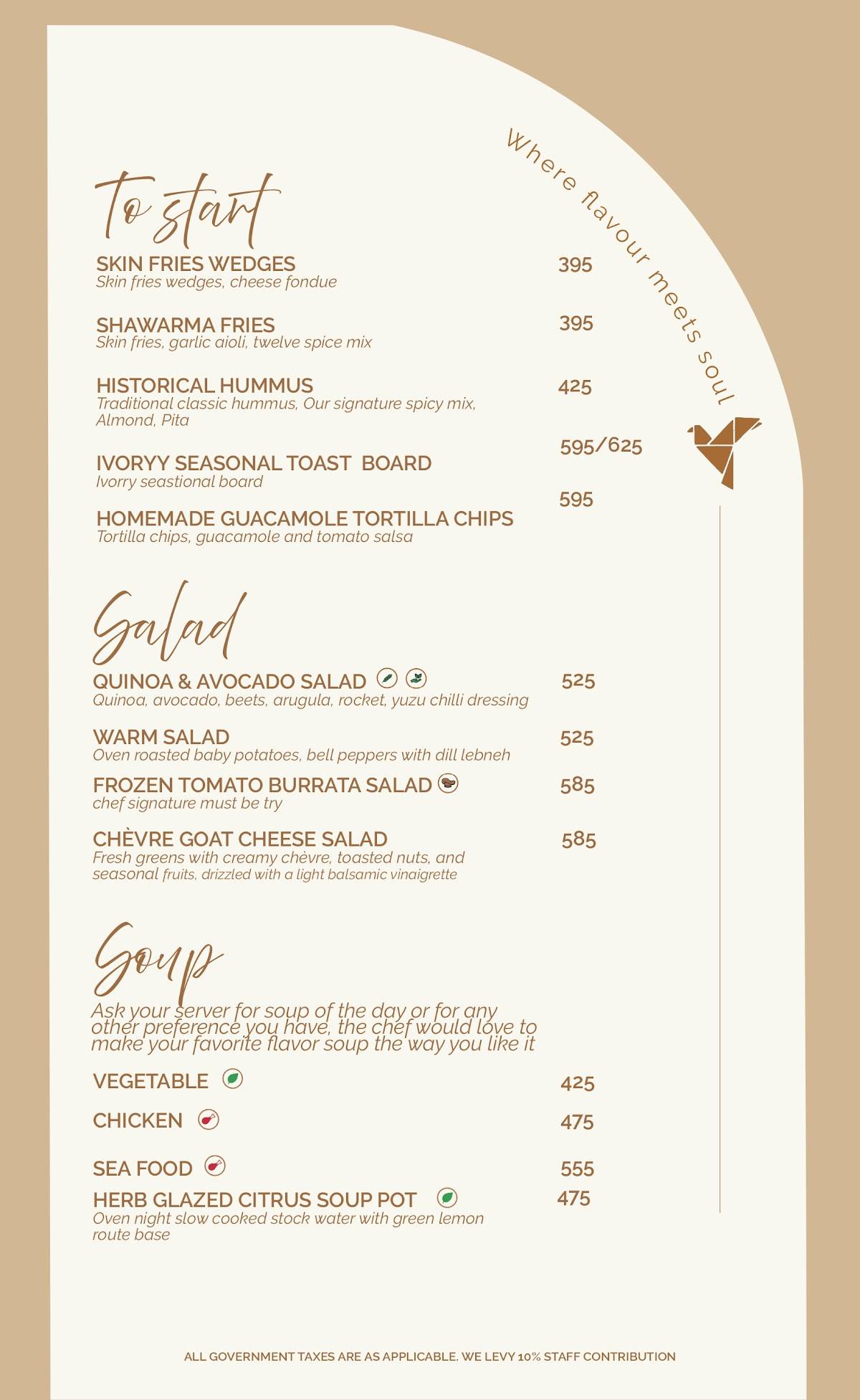 Ivoryy.Delhi menu