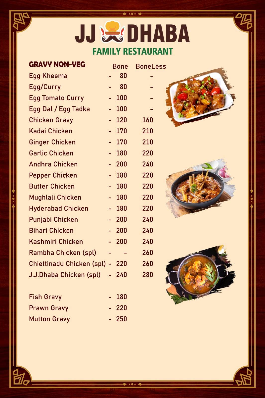 JJ CAFE & DHABA menu