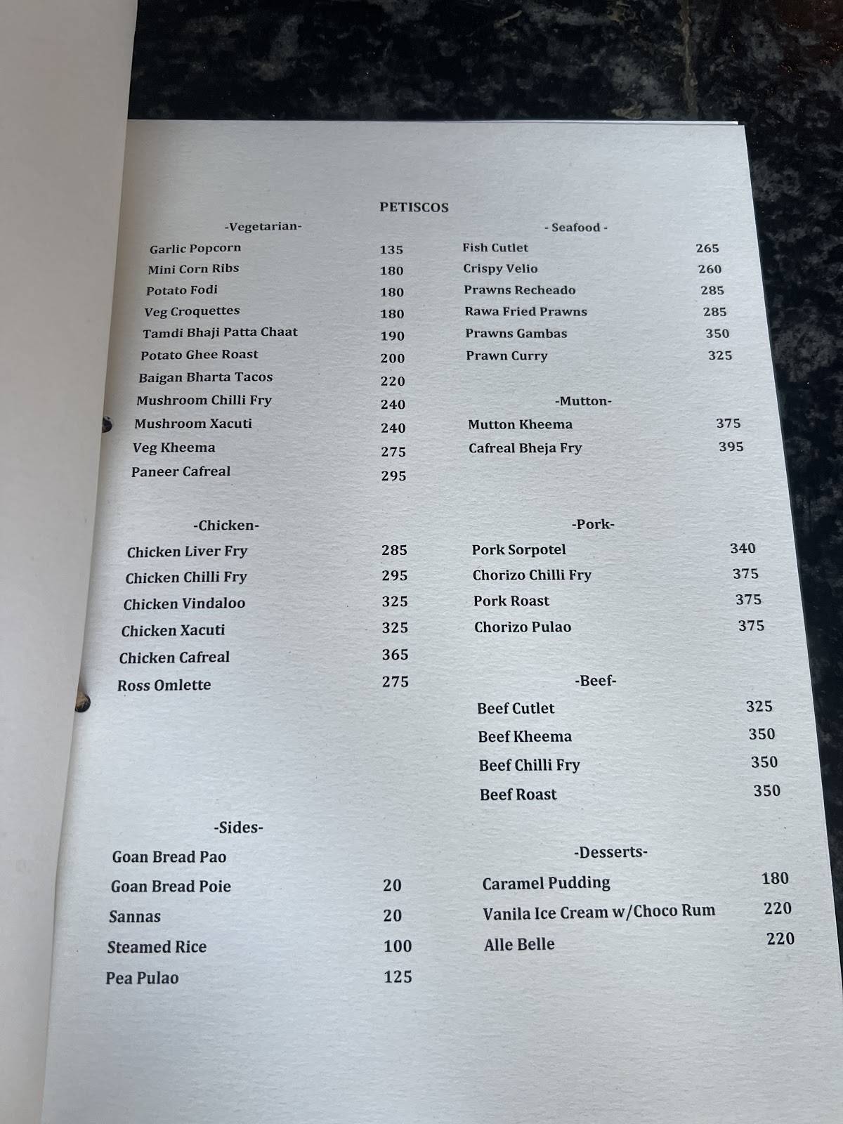 JOSÉ BAR menu