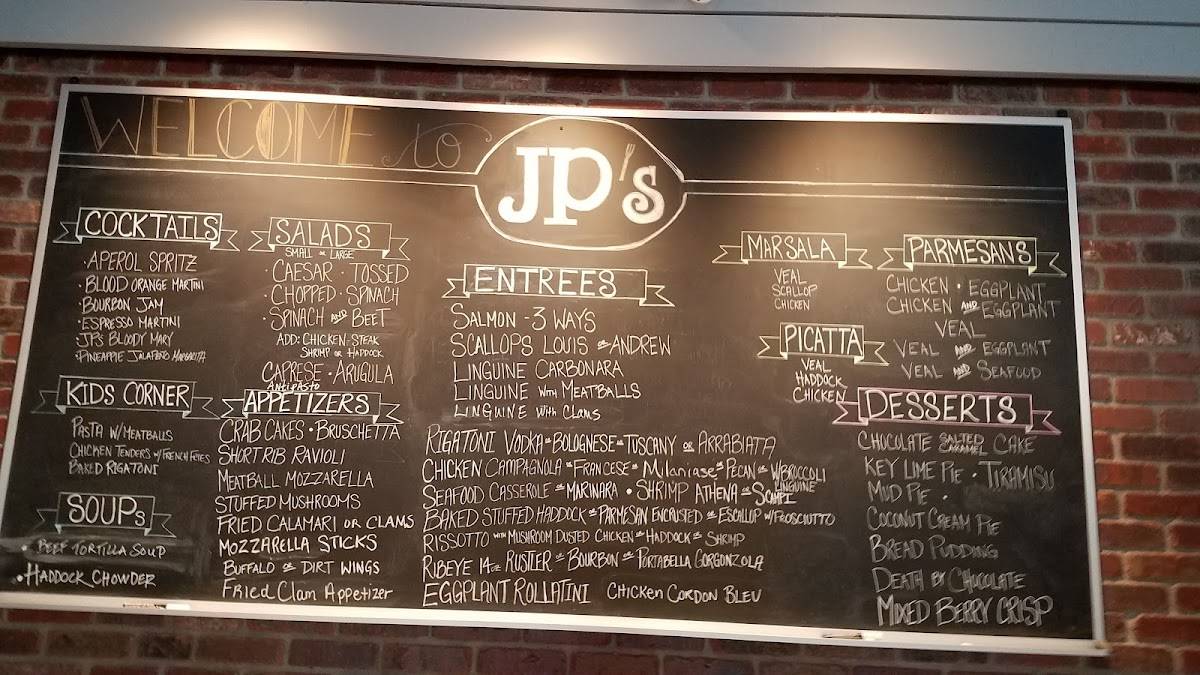 Menu at JP's Bistro restaurant, Falmouth, 204 US1