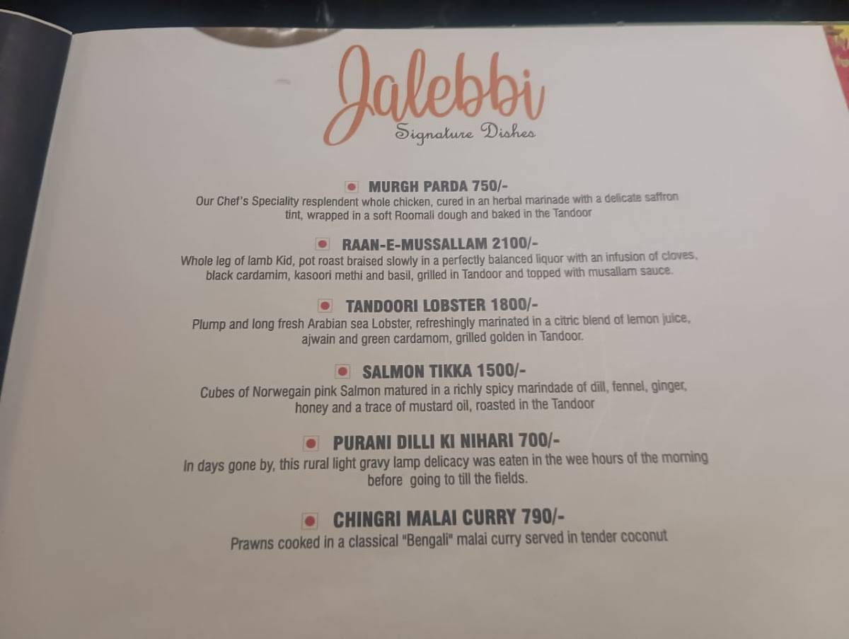 Jalebbi Multicuisine Family Restaurant menu
