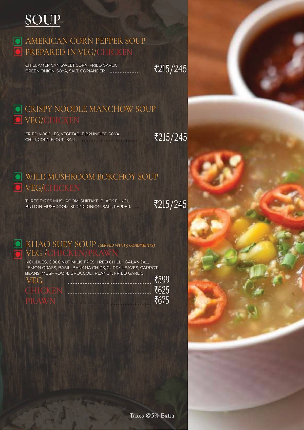 Vedas Earth Bistro menu