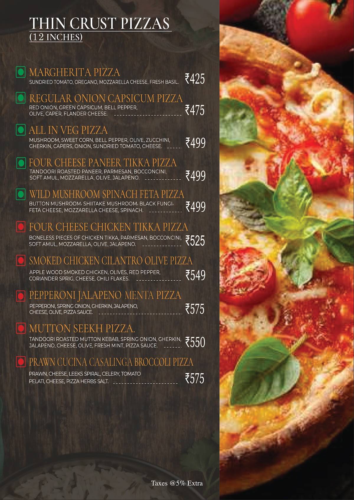 Vedas Earth Bistro menu