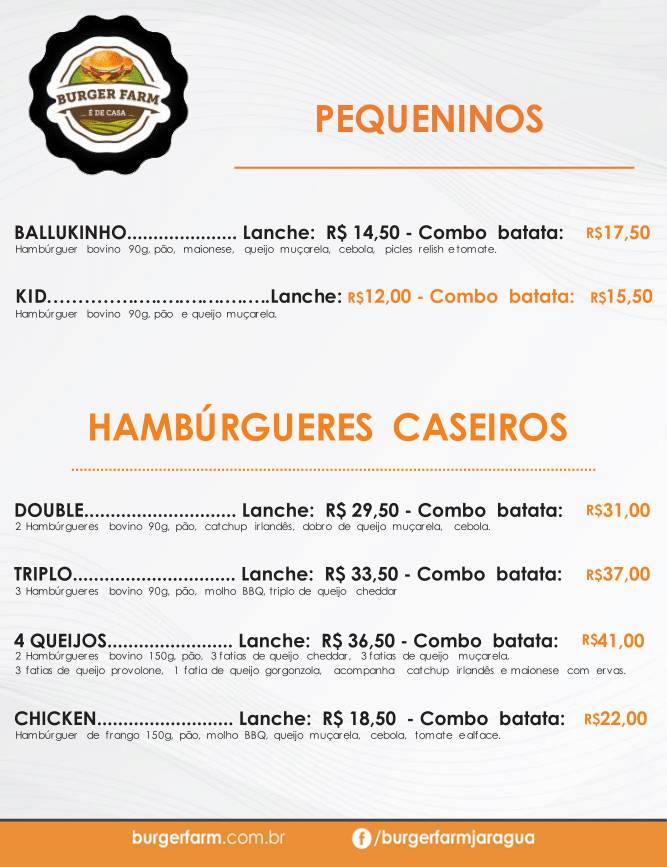 Burger Farm cardápio