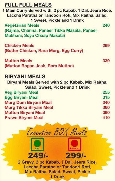Ji Hazoor Fine Dine & Wine menu