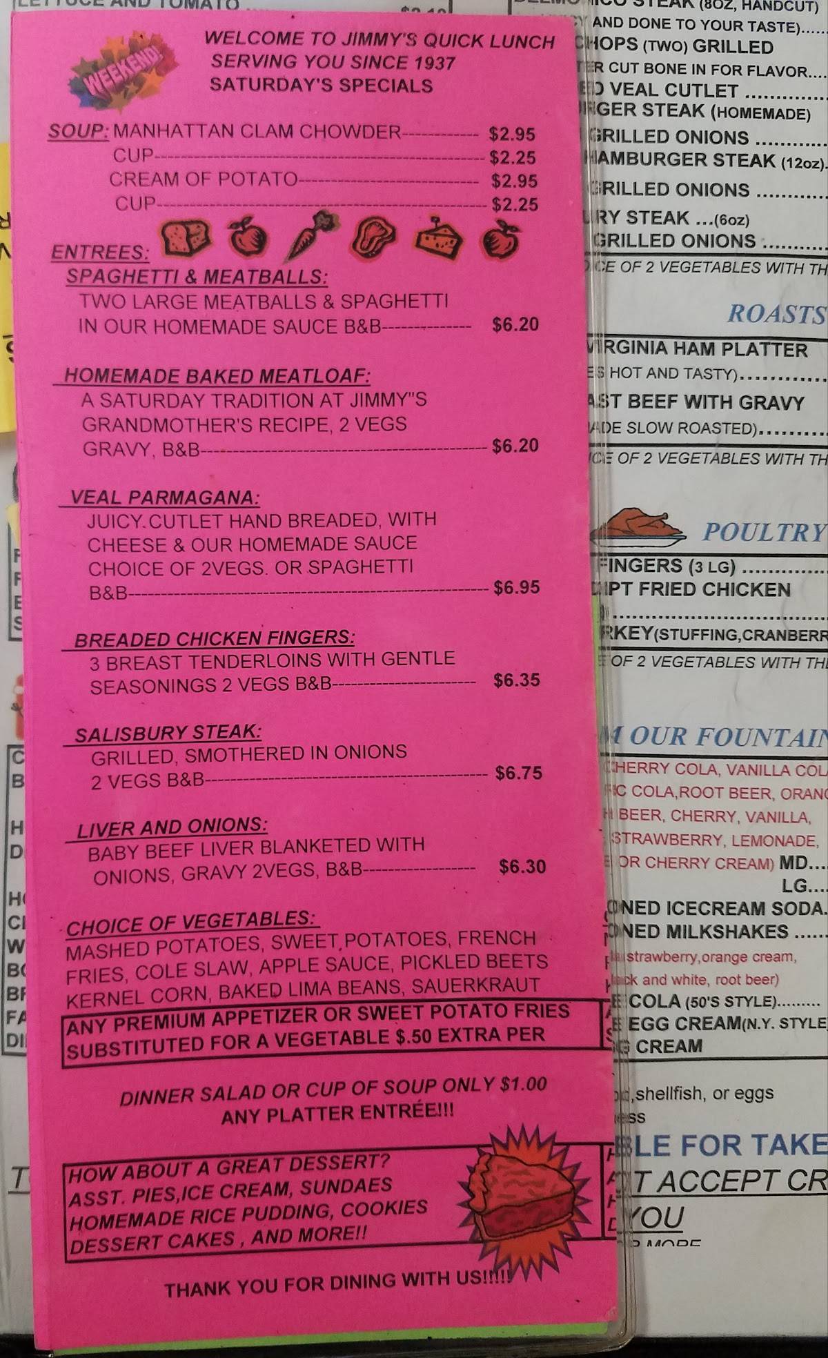 Menu At Jimmy s Quick Lunch Restaurant Hazleton menu-at-jimmy-s-quick-lunch-restaurant-hazleton
