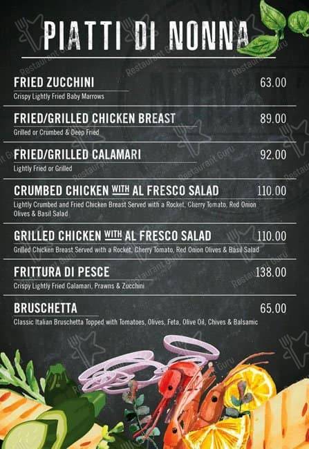 Menu At Nonnas Italian Kitchen Sandton Restaurant Sandton 139 West St