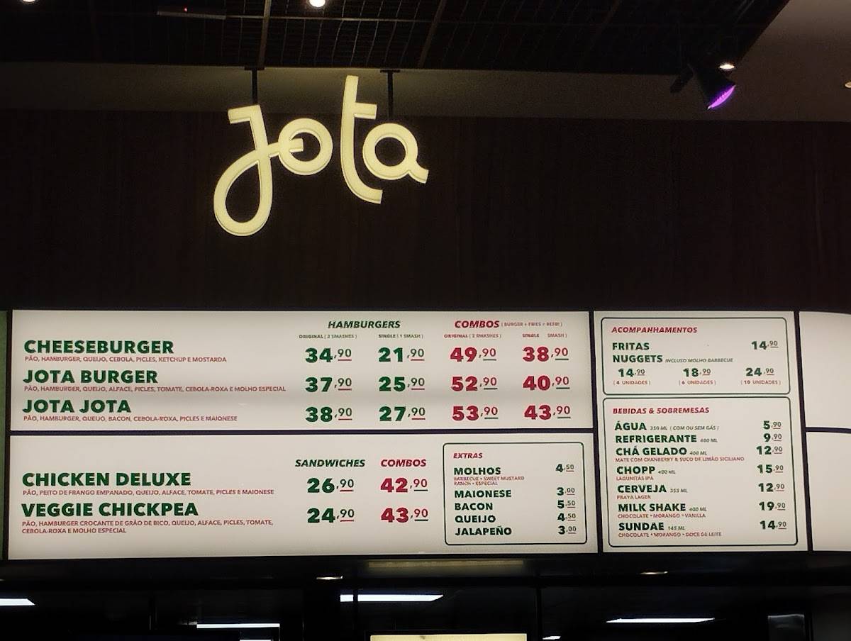 Jota Hamburgers - Shopping Cidade São Paulo cardápio