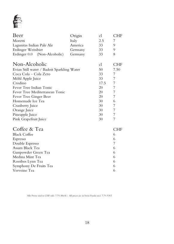 Menu di Jules Verne Panoramabar 