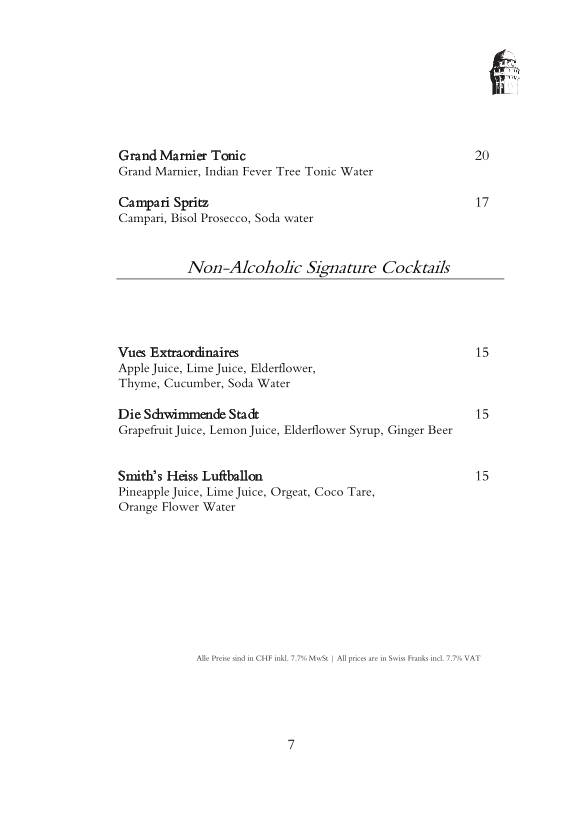 Menu di Jules Verne Panoramabar 