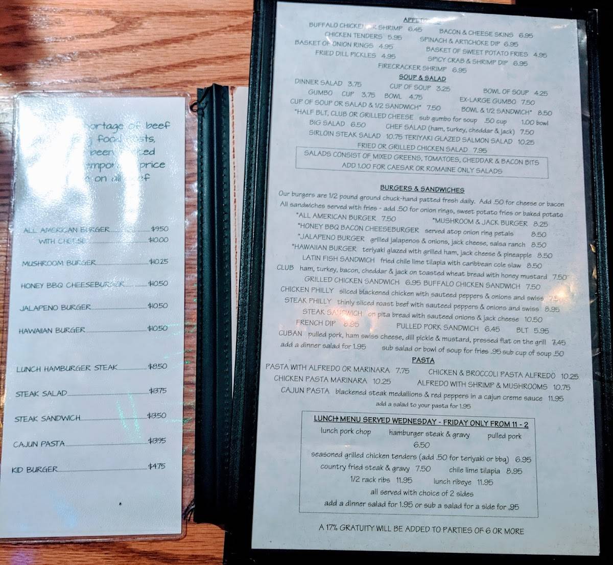 Menu at Junkyard Dog Steakhouse, Hohenwald 