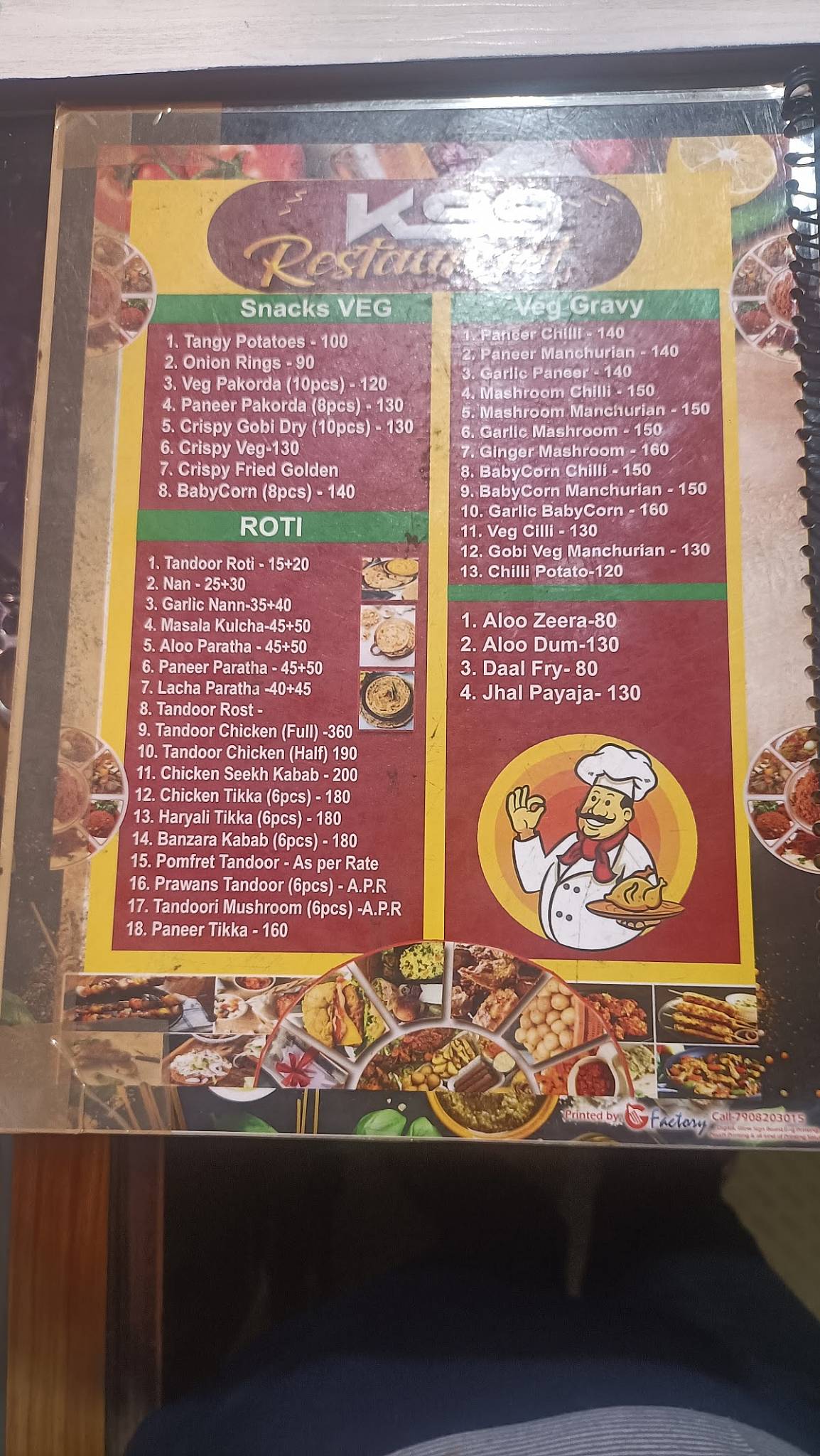 K99 Restaurant menu