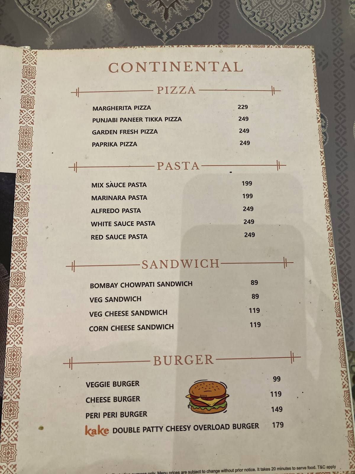 Kake Di Hatti menu