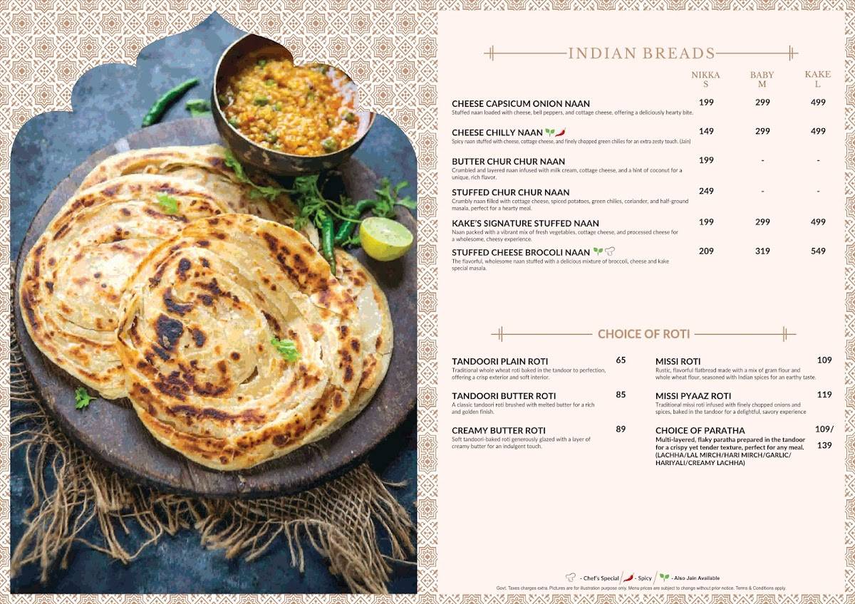 Kake Di Hatti - Gandhinagar menu