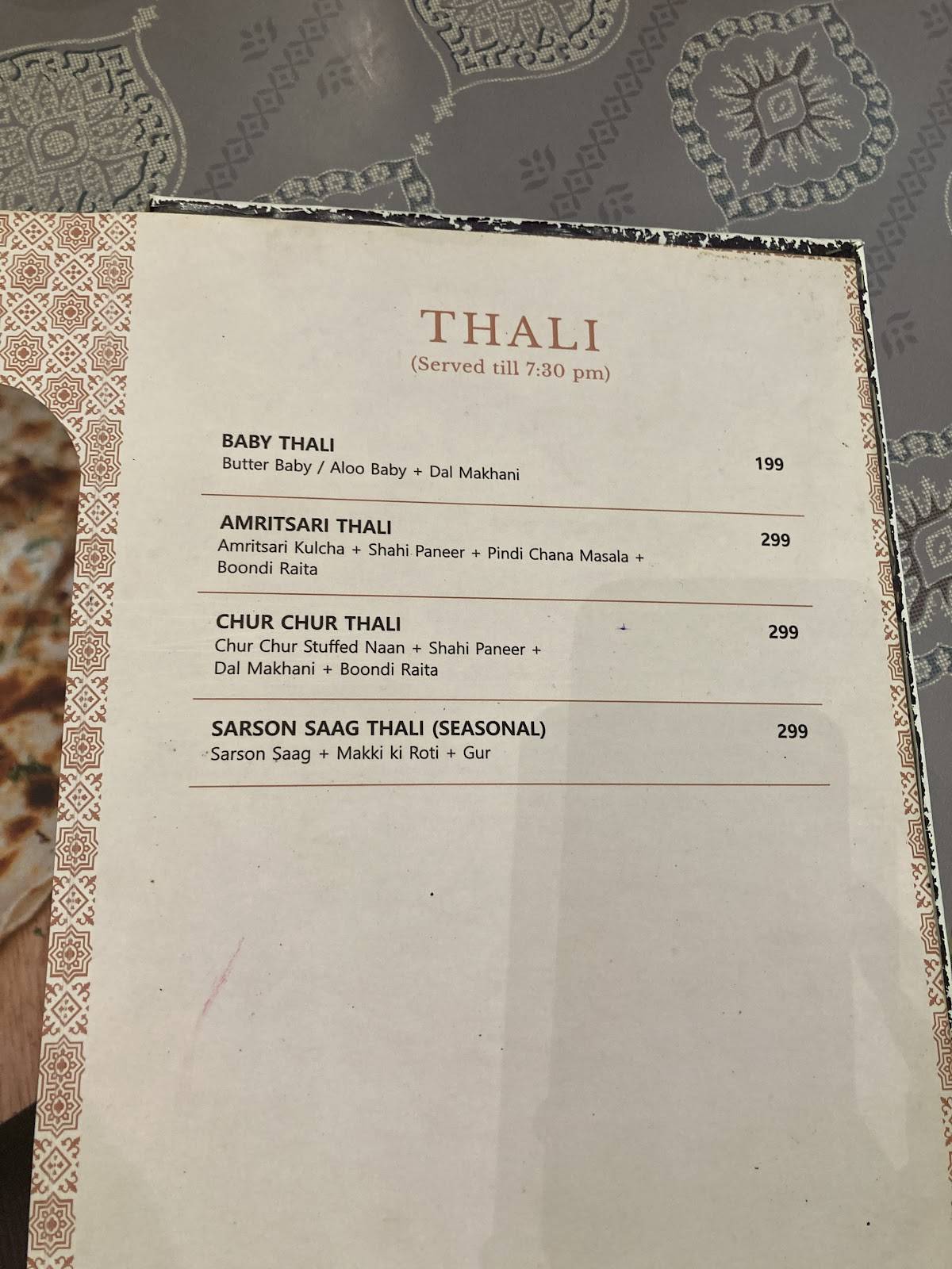 Kake Di Hatti menu