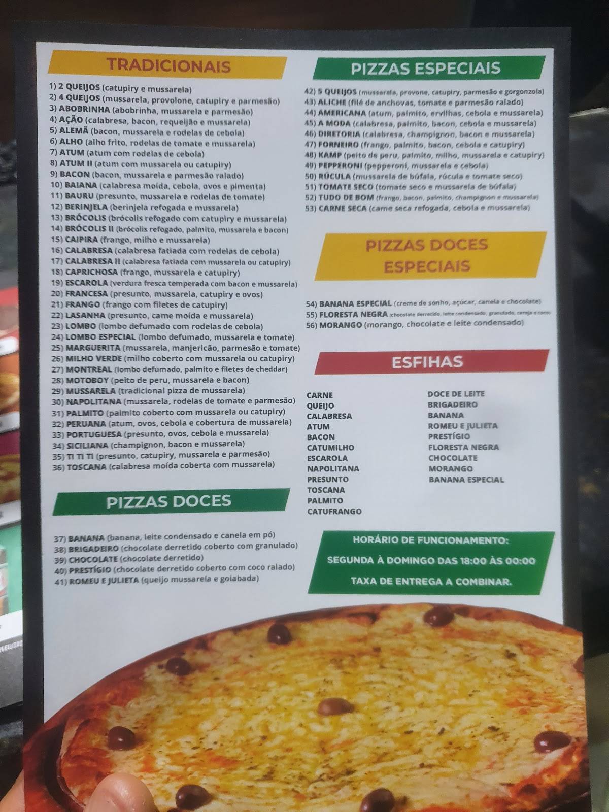 Kamp cardápio